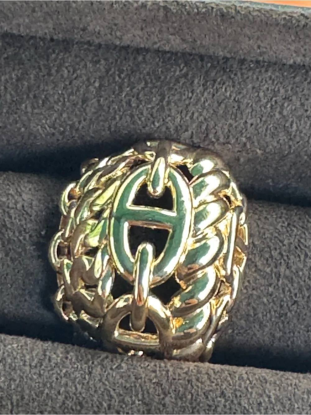 Hermes 18k Gold Chain D’ancre Chain-Link 'H' Ring